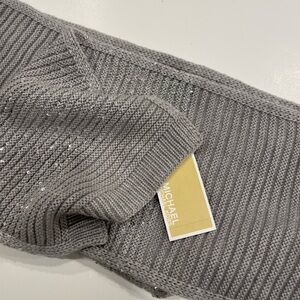 Michael Kors Silver Knit Scarf with Sequins